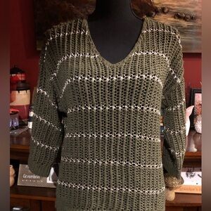 Olive Green and metallic Knit Sweater.